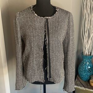 Gap Tweed Blazer in Navy & White with Frayed Edges